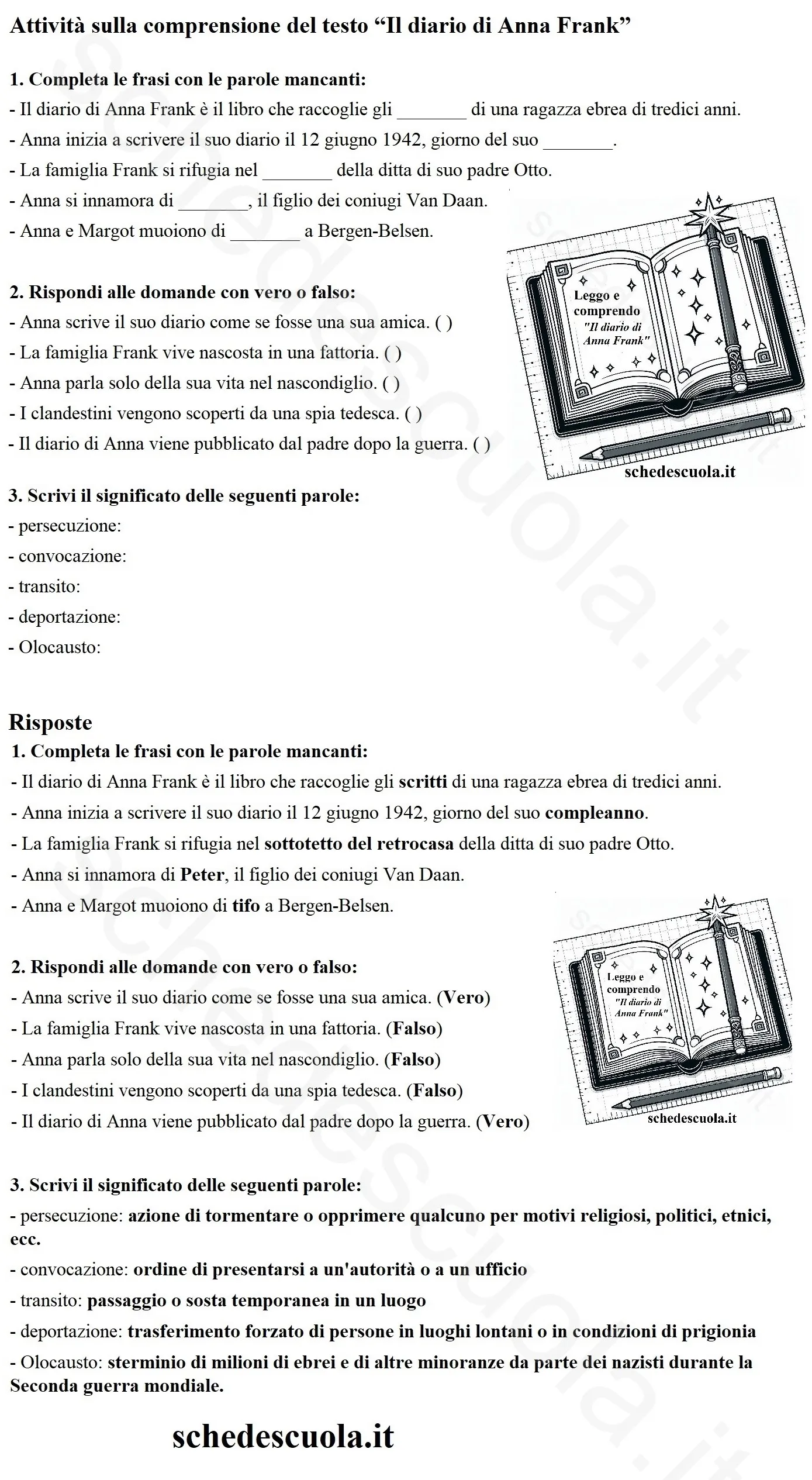 Attività "Il diario di Anna Frank"